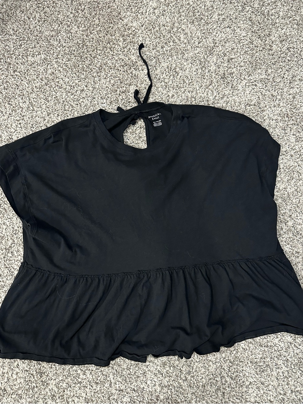 American Eagle Outfitters Black Peplum Tie-Back Top